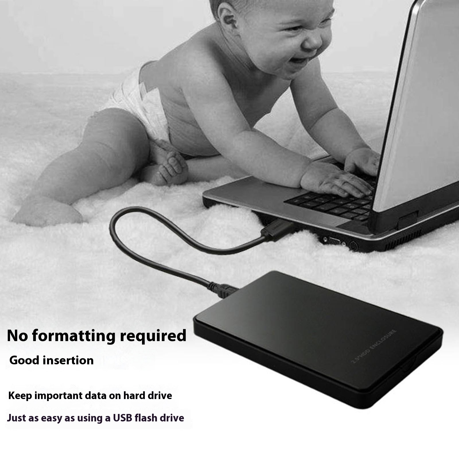 Xaweyi 2.5" External 1TB Ultra Slim Hard Disk Drive Box &USB 2.0 Transfe HDD Portable Box