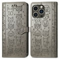 thumbnail image 2 of Allytechgroup Flip Wallet Case [Cat & Dog Cute Embossed Pattern] for iPhone 15 Pro Max with Card Slots Cash Holder, Magnetic Clasp Shockproof Kickstand Cover with Hand Strap, Gray, 2 of 7