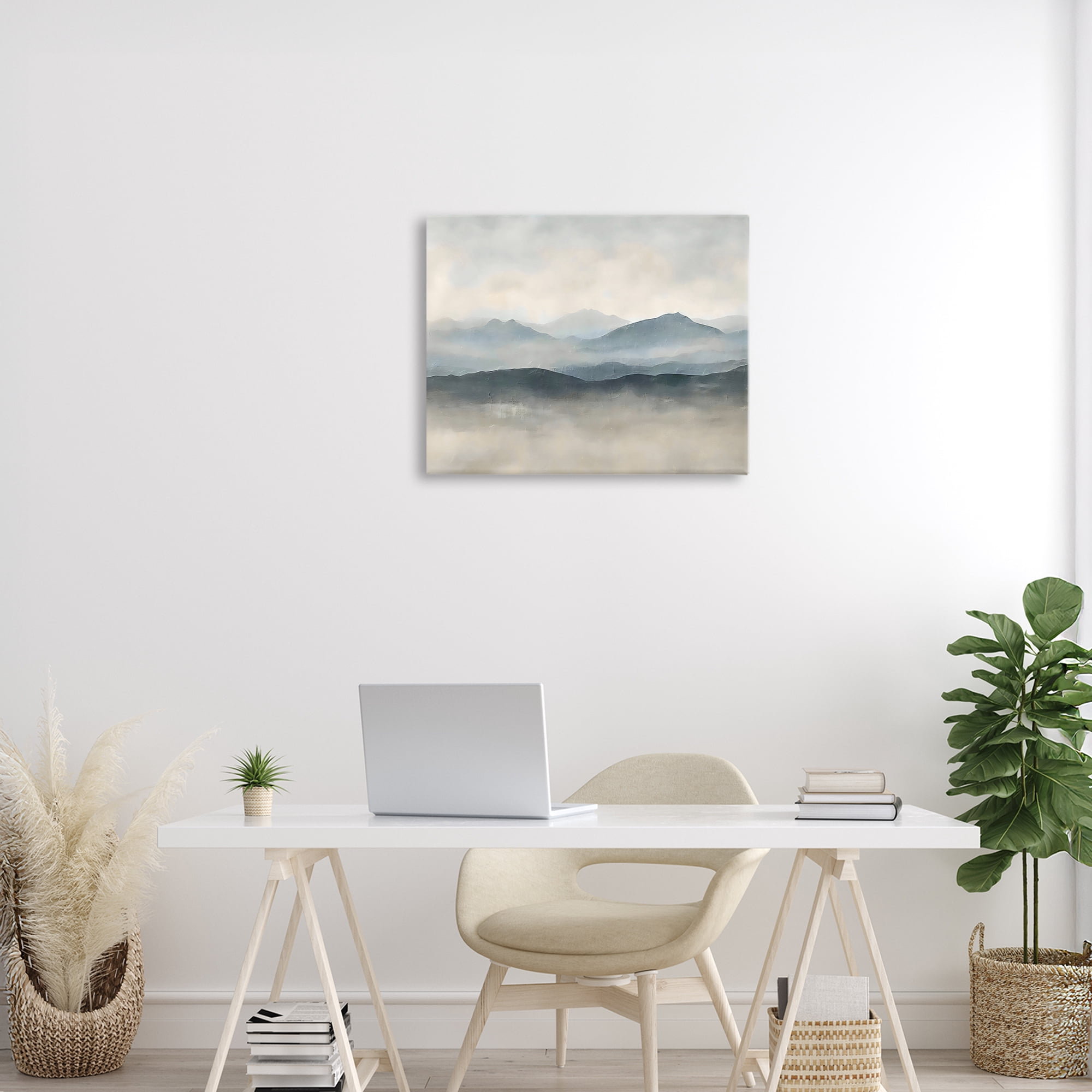 Stupell Industries Misty Muted Mountainscape Canvas Wall Art, design by Riley B