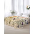 thumbnail image 6 of Botanical Floral Flat Sheets Only Queen Size, Soft Breathable Bed Top Sheets for Mattress, Retro Purple Pink Yellow Wildflowers Luxury Bedding Flat Sheets for Home Hotel Bedroom Bed Protection, 6 of 9