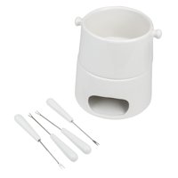 10" White Ceramic Stackable Fondue Set With Warming Base