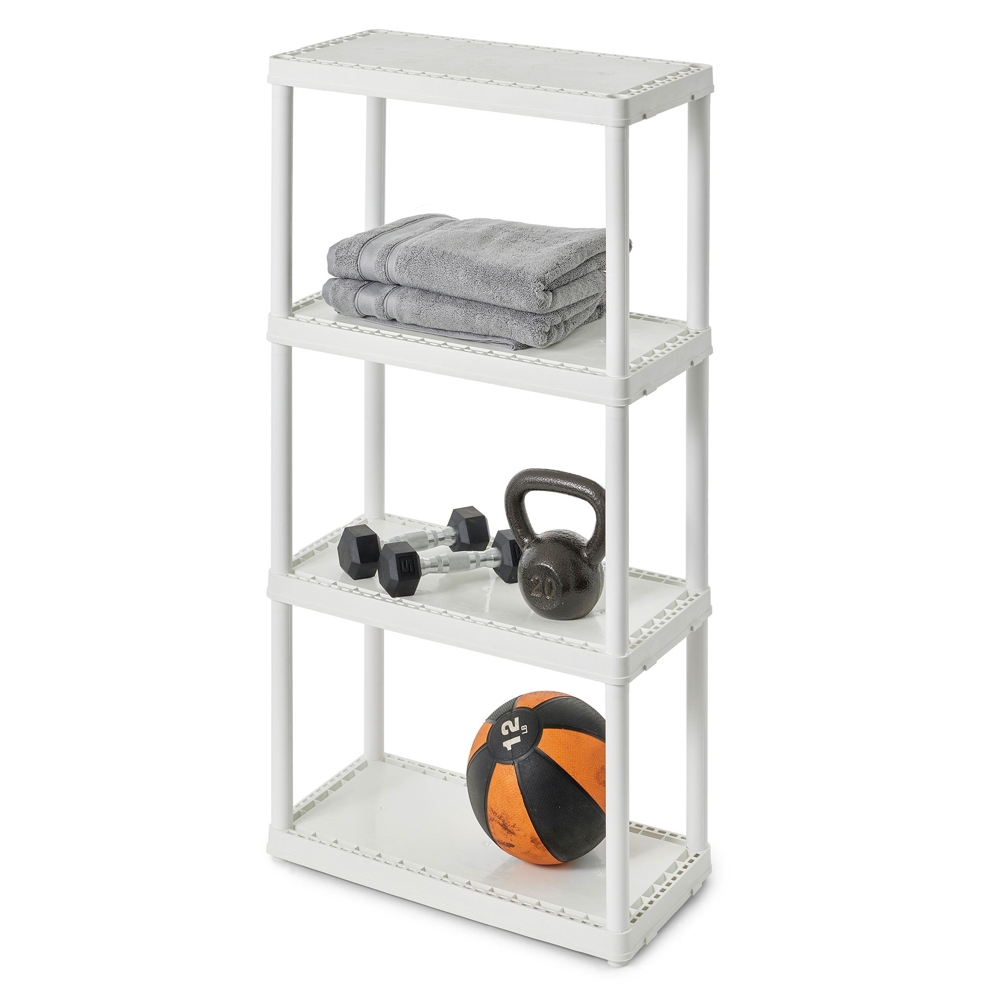Gracious Living 4 Shelf Fixed Height Solid Storage Unit, 12"L x 24"W x 48"H, White, 3 Pack