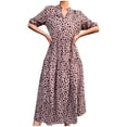 thumbnail image 1 of Pompotops Robe Longue Maxi Bohème Mode Femme Col en V Manches Mi-Longues Imprimé Floral, 1 of 8