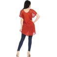 thumbnail image 2 of Sakkas Ellie Sequin Embroidered Cap Sleeve Scoop Neck Relaxed Fit Blouse - Red - Plus Size, 2 of 5