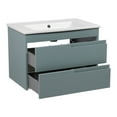 thumbnail image 4 of Modern Wall-Mounted Bathroom Vanity with Washbasin | Judi Light Green Matte Collection | Non-Toxic Fire-Resistant MDF-24"-Omega Collection R-line 40", 4 of 5