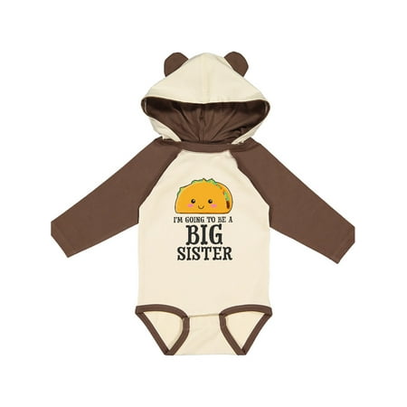 

Inktastic I m going to be a Big Sister with Taco Illustration Gift Baby Girl Long Sleeve Bodysuit