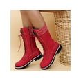 thumbnail image 5 of Difumos Women Fashion Side Zip Winter Shoes Lightweight Lace Up Mid-Calf Boot Walking Casual Boots Red 5, 5 of 5