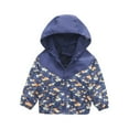 thumbnail image 1 of Toddler Kids Baby Boys Girls Fashion Cute Dinosaur Rainbow Pattern Windproof Jacket Hooded Coat, 1 of 8