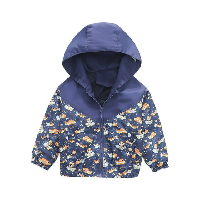 Toddler Kids Baby Boys Girls Fashion Cute Dinosaur Rainbow Pattern Windproof Jacket Hooded Coat