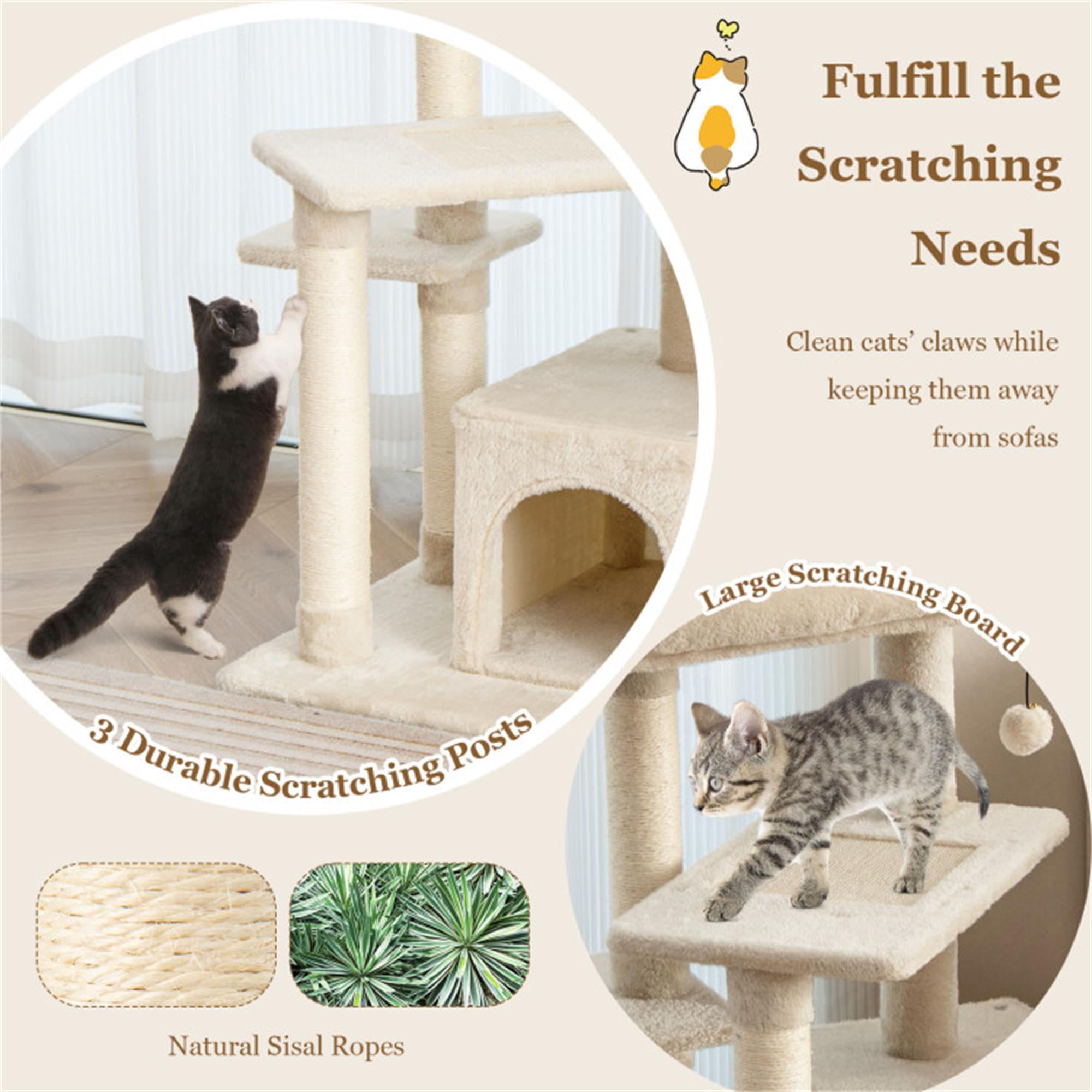 Pefilos 33" Cat Tree for Small Indoor Cats, Plush Cat Tower with Large Cat Condo, Perch and Sisal Cat Scratching Post for Kittens, Beige Pefilos 33" Cat Tree for Small Indoor Cats, Plush Cat Tower with Large Cat Condo, Perch and Sisal Cat Scratching Post for Kittens, Beige