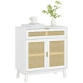 thumbnail image 1 of HOMCOM Buffet Boho avec Portes en Rotin, Blanc, 1 of 10
