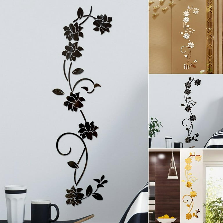 Acrylic Love Mirror Sticker Bedroom Living Room Removable Wall Sticker  Floral Wall Decal Custom Name Stickers for Wall Flower Decals for Walls  Peel And Stick Locker Mirror Adhesive Quote Decals Wall 