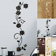 Fancy 3D Flower Mirror Wall Sticker for Bedroom Living Room Sofa Backdrop Tv Wall Background, 3D Removable Acrylic Wall Decor Decal Sticker for Home Decoration Silver