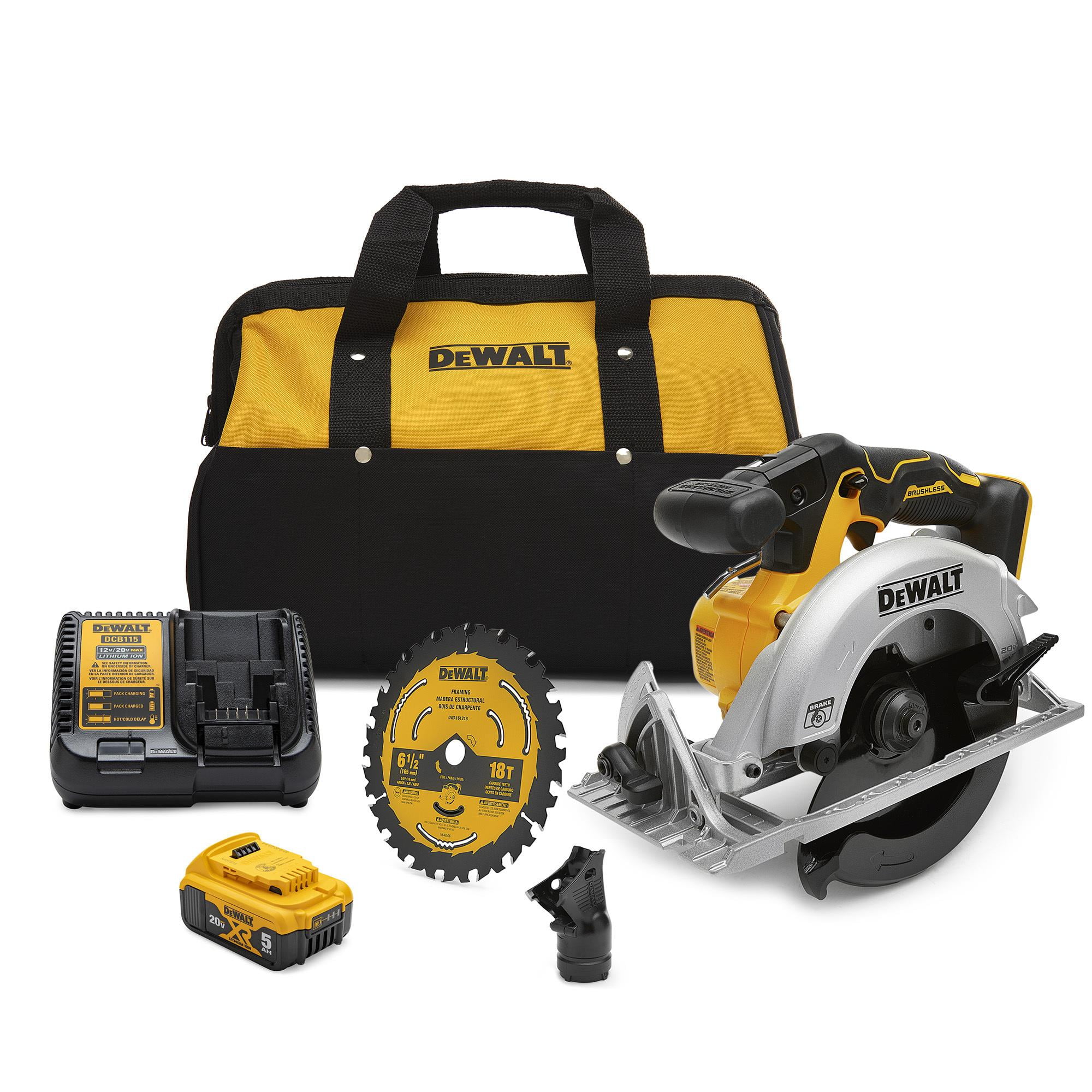 DEWALT 20-volt Max 5-1/2-in Cordless Circular Saw Kit Circular Saw  (2-Batteries And Charger Included)