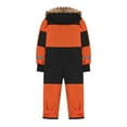 thumbnail image 5 of FAOWME Big Child Girls Boys Hooded Romper Long Sleeve Zipper Color Block Waterproof Windproof Comfortable Warm Jumpsuits Ski Suit For Outdoor Activities Orange 12-18 Months, 5 of 8