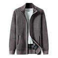 thumbnail image 2 of Kureaily Autumn And Winter Men's Casual Stand And Fleece Thickened Warm Knit Cardigan Sweater Coat Mens Sweaters Lightweight, 2 of 5