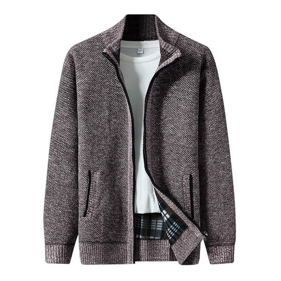 Mens Sweater, Autumn Winter Casual Stand Collar Thickened Warm Knit Cardigan Sweater Jacket, Cold Weather Warmth, Daily Outdoor Wear, Comfortable Men's Clothing