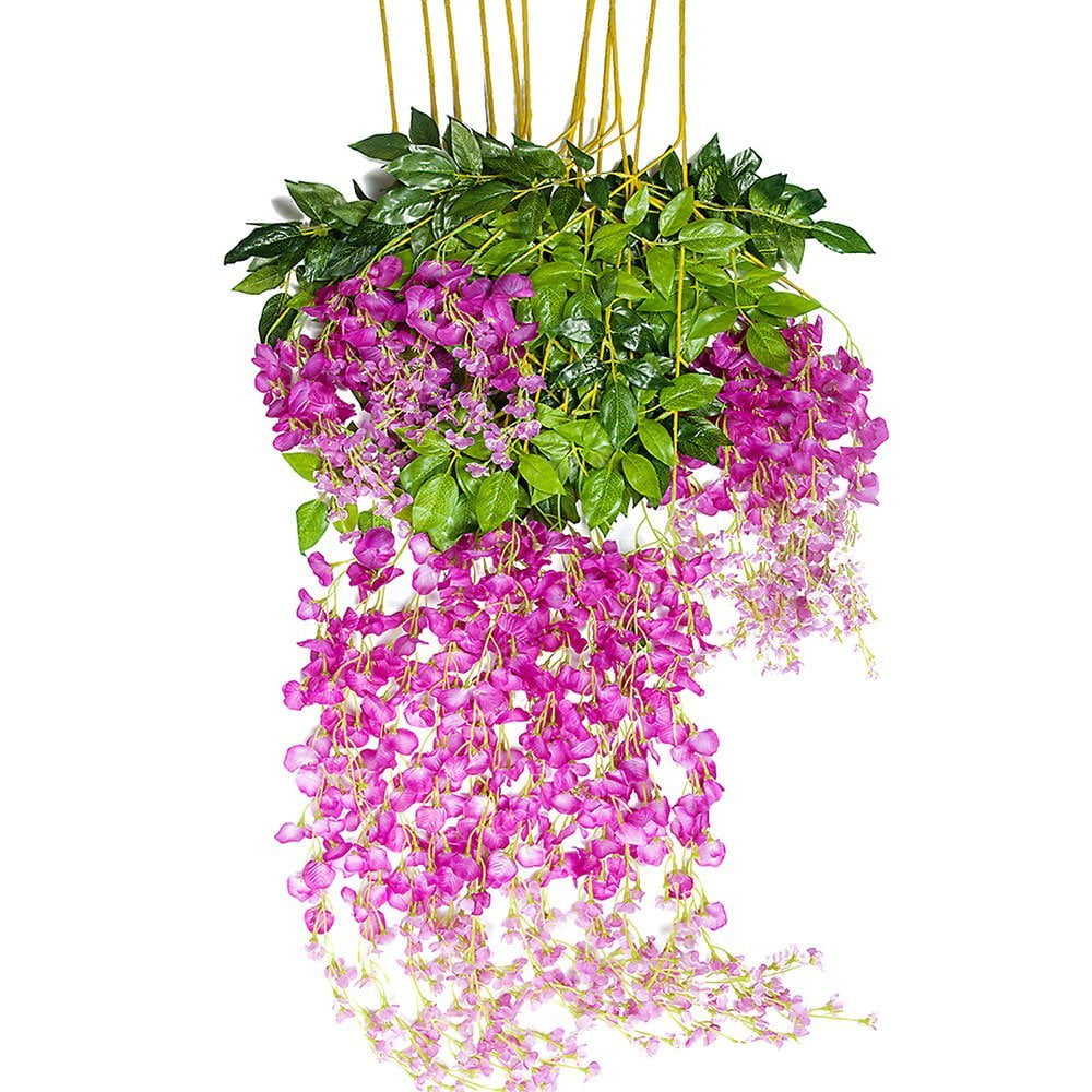 12 Piece 3.6 Feet Artificial Silk Wisteria Vine Ratta