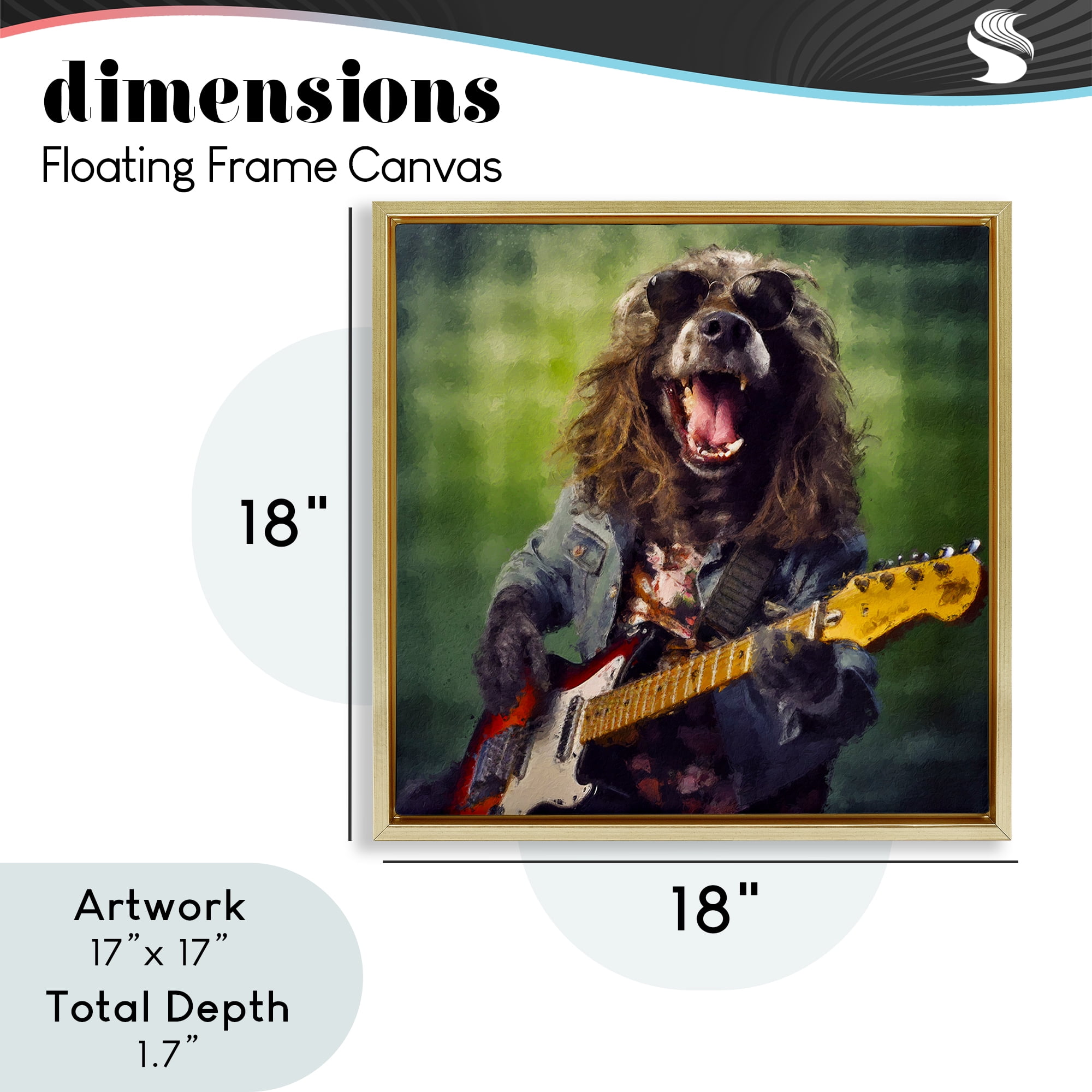 Musician Mutt Halen Gold Framed Floater Canvas Wall Art, design by Sean Parnell