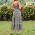 thumbnail image 6 of KDDYLITQ 2 Piece Sets for Women Summer Plaid Sleeveless Ruffle Hem Tops Flowy Skirts Matching Casual Outfits with Pockets Black XL, 6 of 7