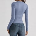 thumbnail image 5 of Nestiefly Long Sleeve Shirts for Women Fall Fashion V Neck Crop Tops Soft Stretchy Thermal Base Layer Undershirt Blue S, 5 of 6