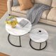 thumbnail image 2 of Juego de 2 mesas de centro para sala de estar, mesa auxiliar redonda para sala de estar, mesa de centro redonda y de mármol, muebles decorativos de madera con estructura de metal, color blanco,Blanco, 2 of 4
