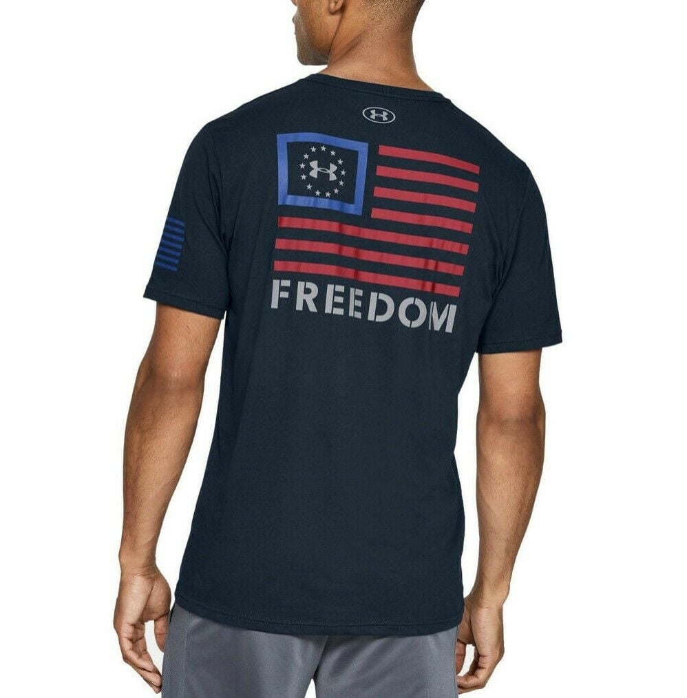 Under Armour Men's UA Freedom Logo HeatGear T-Shirt.Navy Blue Size Large 1317525 