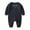 Dark Blue, variant on Unisex Boys Autumn Romper Long Sleeve Jumpsuit Ribbed Baby Bodysuit Full Length Pants Crew Neck Soft Fabric Comfortable Playwear Layering Piece for Daily Outings Dark Blue 0 Months-3 Months