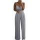 thumbnail image 1 of Mono largo para mujer VISgogo Color sólido/estampado/diseño degradado mono de pernera ancha con escote en V con tirantes de perlas VISgogo moda, 1 of 2
