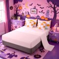 thumbnail image 3 of Homewish Playful Halloween Kawaii Ghost 7 Pieces Full Size Bedding Sets,Smiling Pumpkin Pattern Full Size Bed in a Bag,Blush Pink Orange,Pink Reversible, 3 of 8