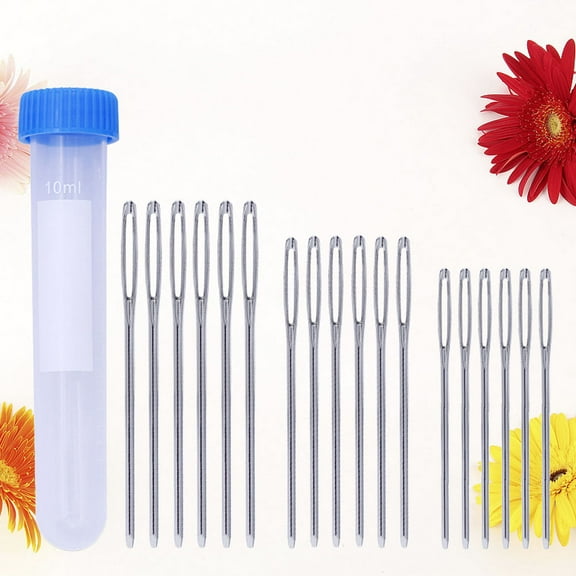FELTECHELECTR 18Pcs Thick Sewing Needles Carbon Steel for Large Holes and Yarn Sewing Projects