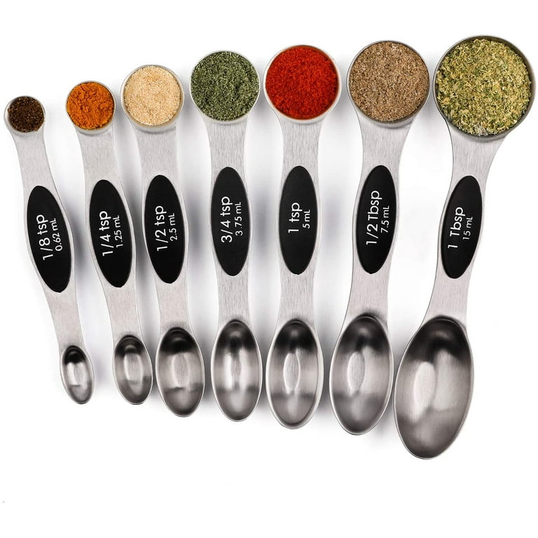 7-Piece: Double Sided Stackable Magnetic Measuring Spoons Set with Lev