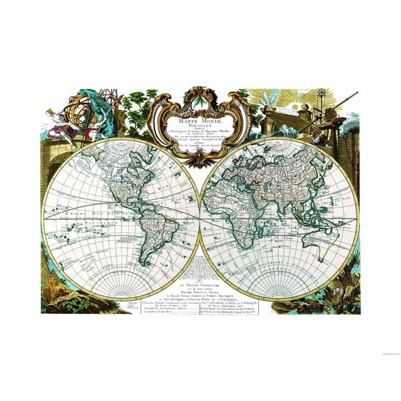 Historic Map - World - Fleuri 1744 - Vintage Wall Art