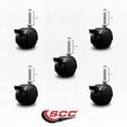 thumbnail image 2 of 2 Inch Black Metal Hood Twin Caster with Brake Nylon Wheel 3/8 Thread Stem Set 5, 2 of 2