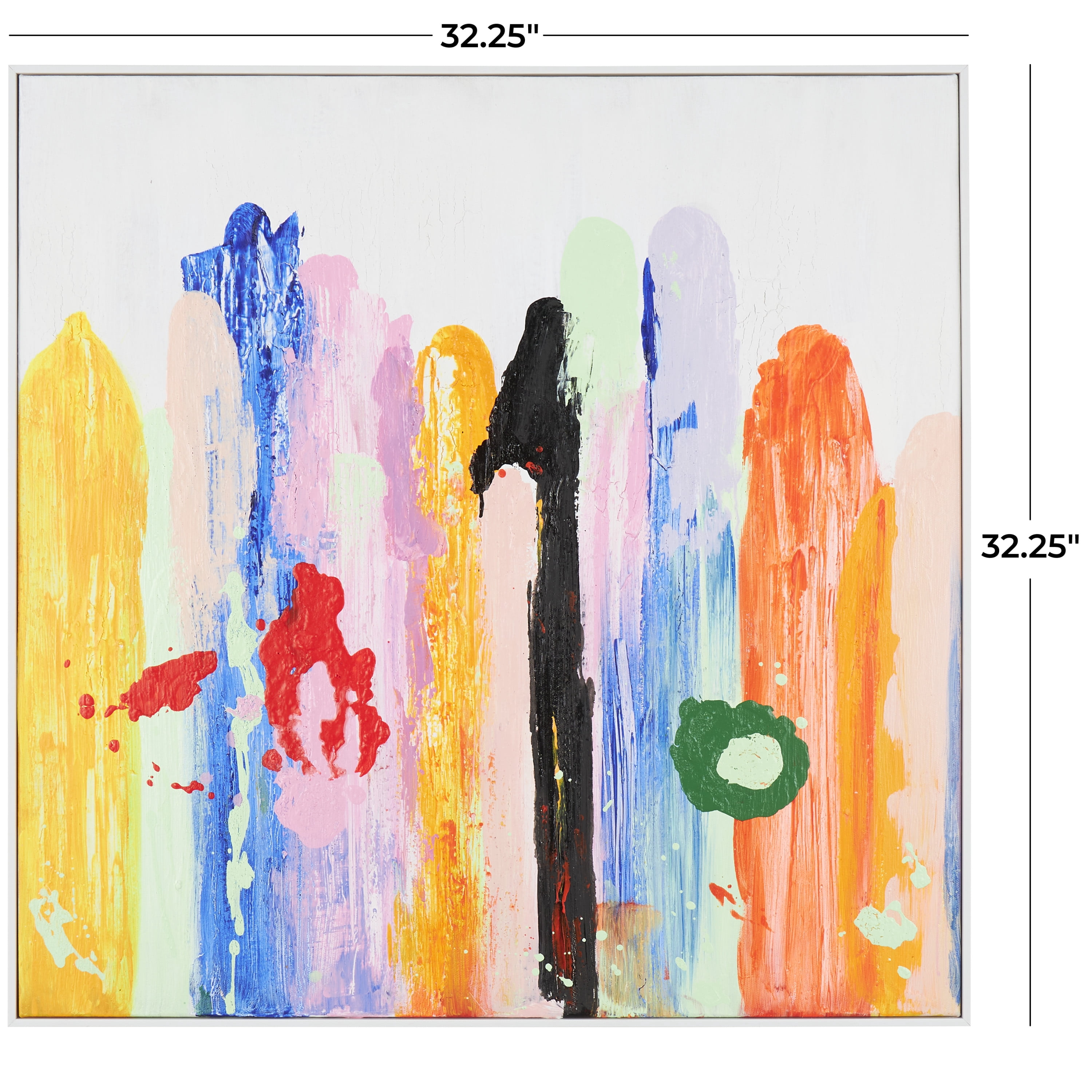 32" x 32" Paint Stroke Unframed Abstract Wall Art with White Frame, by DecMode
