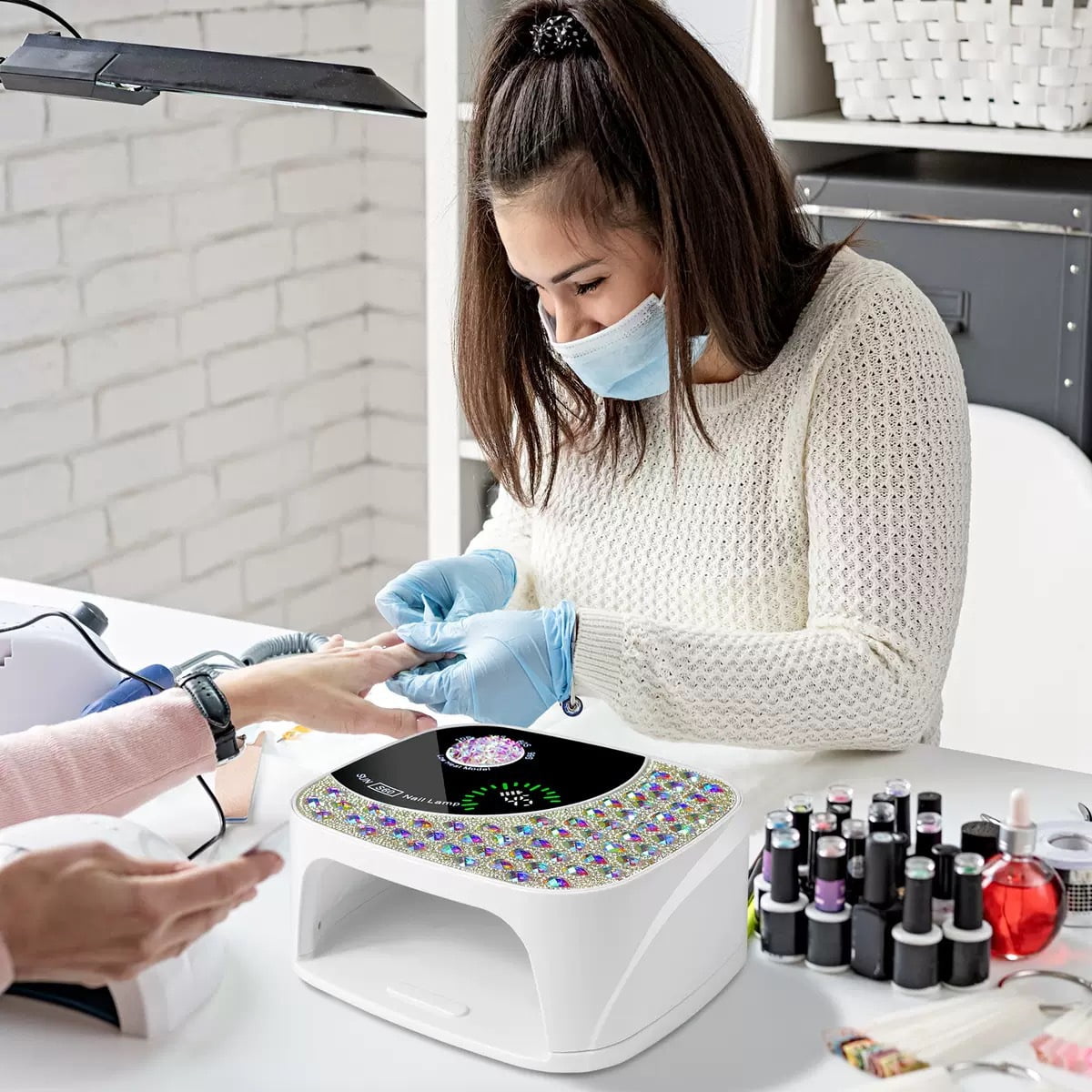 Professional Adjustable Nail Lamp - High Power LED UV Nail Dryer for Gel Polish, 6-Level Dimmer with Sensor, Fast Curing Manicure Machine for Beginners & Home Use