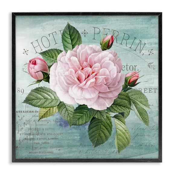 Stupell Industries Bright & Rustic Tropical Bloom Floral Painting Black Framed Art Print Wall Art, 12 x 12