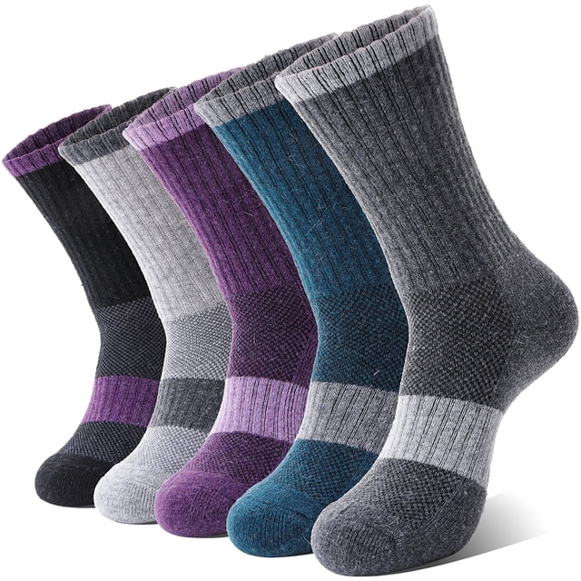 Calcetines Anlisim de lana merino para mujer, senderismo e invierno, 5 pares