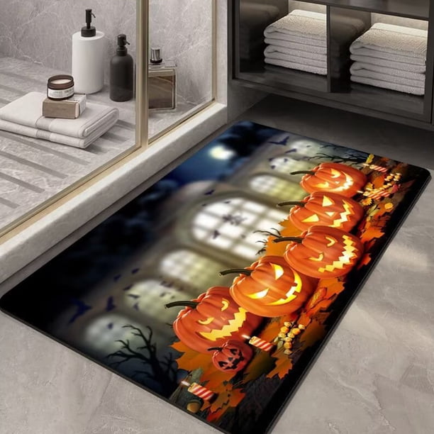 Alfombras de baño, alfombras para sala de estar, alfombra de área, alfombra de baño, felpudo de Halloween con estampado de calabaza, felpudo de Acción de Gracias, felpudo duradero y fácil de mantener,