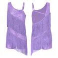 thumbnail image 3 of Niños Niñas lentejuelas brillantes vestidos de diamantes de imitación para salón de baile latino Samba Cha borlas pantalones cortos inferior trajes de leotardos de baile latino, 3 of 5