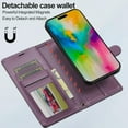 thumbnail image 5 of for iPhone 16 Pro Case, 2 in1 Multifunctional Detachable Wallet Phone Case for Men Women with RFID Blocking Card Holder Wrist Strap Shockproof Protective Case for iPhone 16 Pro (Purple), 5 of 9