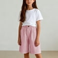thumbnail image 5 of Girls Shorts Size 10-12 for School Striped Lightweight Pants Summer Stretch Elastic Waist Bermuda Shorts 4-13 Years Red 150, 5 of 7