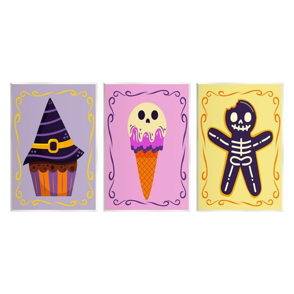 Stupell Industries Varied Halloween Desserts Holiday Painting Unframed Art Print Wall Art, 10 x 15, Set of 3