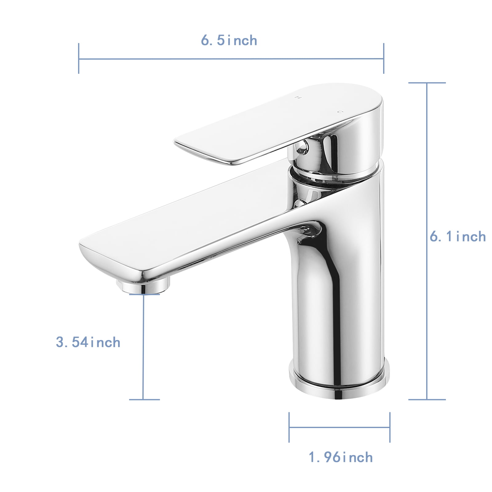 Chrome Single Handle Lavatory Basin Sink Faucet - Brass Bathroom Sink Faucet Hot and Cold