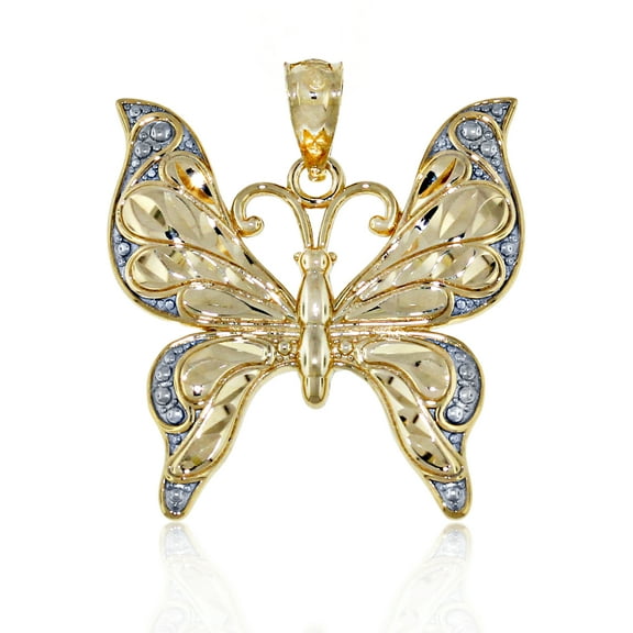 Charm America - Gold Diamond-cut Butterfly Charm - 14 Karat Solid Gold