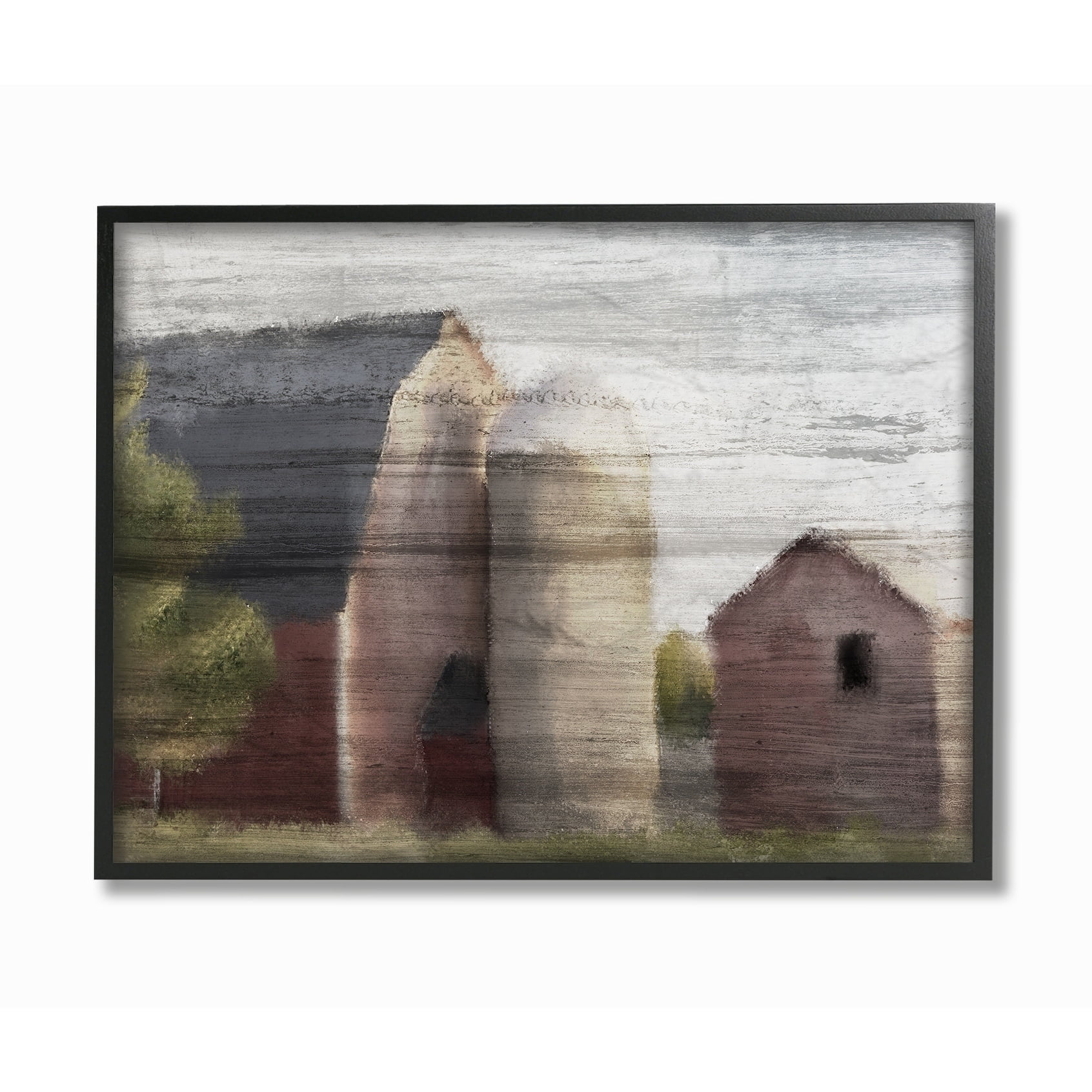 The Stupell Home Decor Streaky Rustic Barn Painting in Subdued Tones Framed Texturized Art