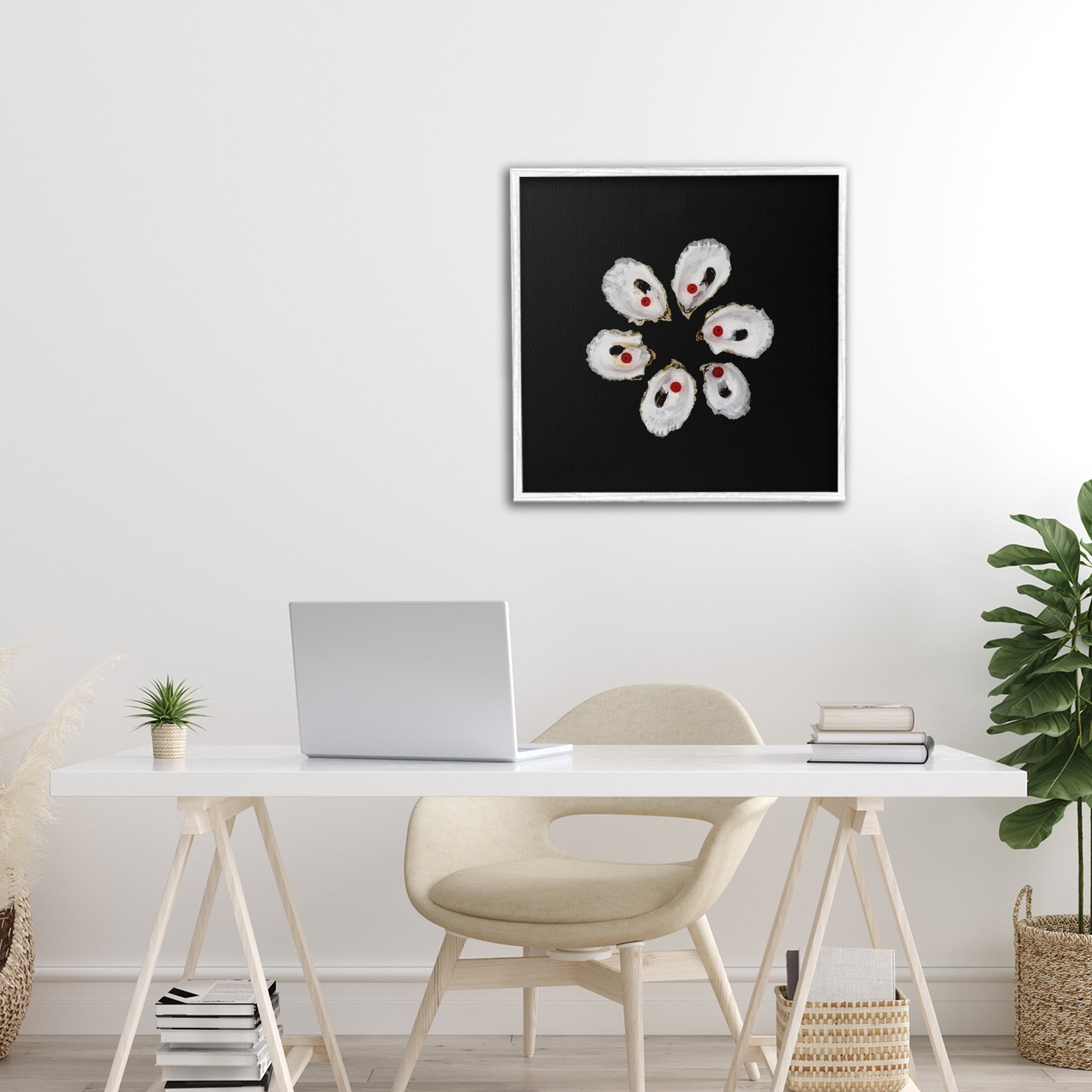 Stupell Industries Oyster Shells Symmetry White Framed Giclee Art, design by Beth Adoette