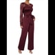 thumbnail image 2 of Mono Formal de Larga con Cuello Redondo y Retazos de Encaje para Mujer, Color Liso, Informal, de una Pieza. Vino Tinto M, 2 of 10