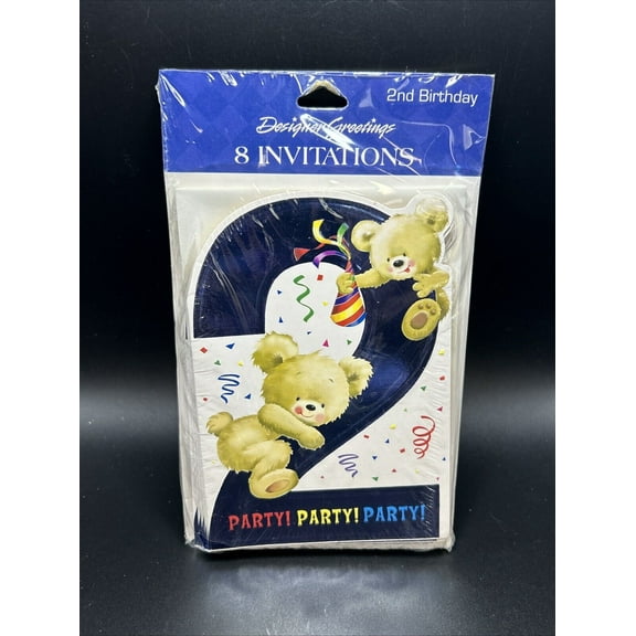 Designer Greetings 2nd Birthday Fill-In Invitations 8 Count