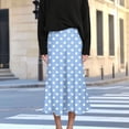 thumbnail image 5 of ClodeEU Women's Polka Dot Print Side Zipper Skirt ,Casual Summer Midi Skirt Sky Blue,Womens Plus L, 5 of 8